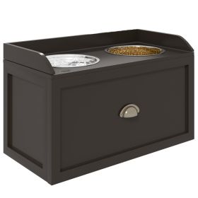 Pet Feeding Station Pet Dish Bowl Set with Storage, 2 Elevated Dog Bowls for Large Sized Dogs, Coffee (Option: Coffee-690x385x180 mm)
